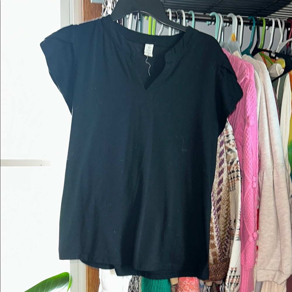 Amazon Black Relaxed Mandarin Collar Blouse